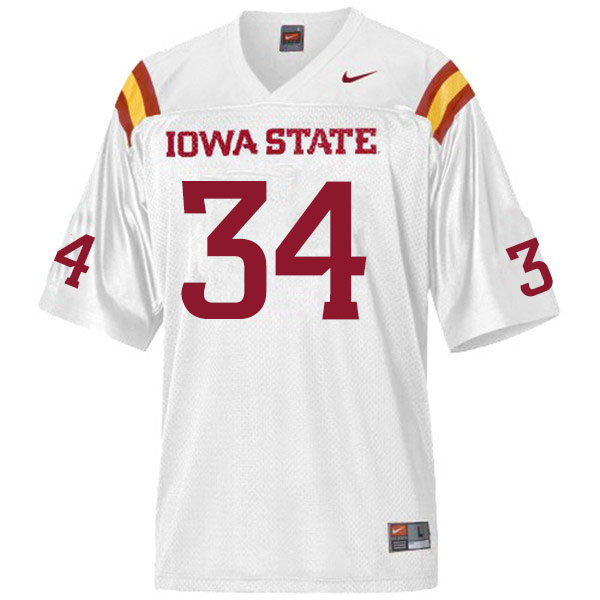 Men #34 Blaze Doxzon Iowa State Cyclones College Football Jerseys Sale-White - Click Image to Close